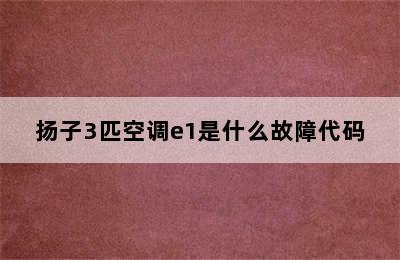 扬子3匹空调e1是什么故障代码