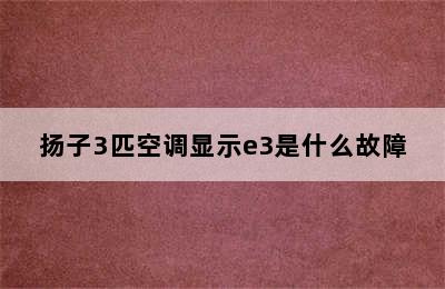 扬子3匹空调显示e3是什么故障