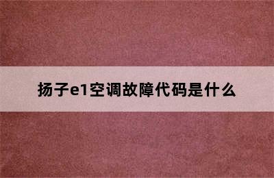 扬子e1空调故障代码是什么