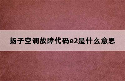 扬子空调故障代码e2是什么意思