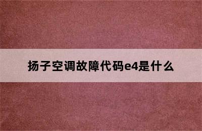 扬子空调故障代码e4是什么