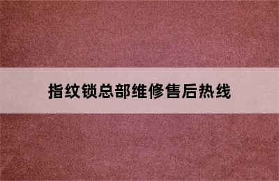 指纹锁总部维修售后热线