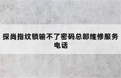 探尚指纹锁输不了密码总部维修服务电话