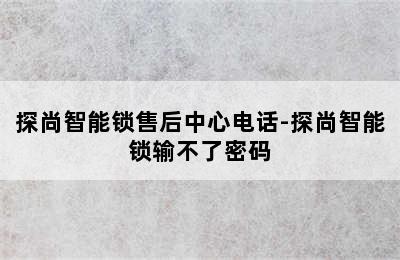 探尚智能锁售后中心电话-探尚智能锁输不了密码