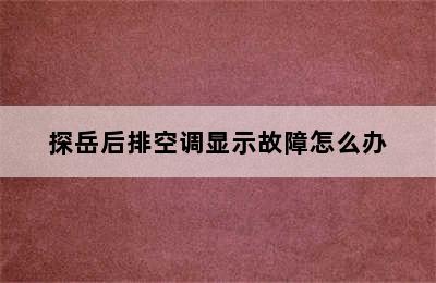 探岳后排空调显示故障怎么办