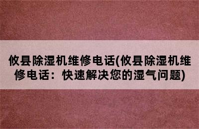 攸县除湿机维修电话(攸县除湿机维修电话：快速解决您的湿气问题)