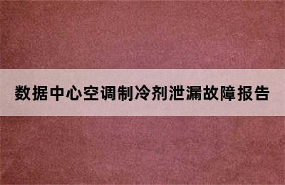 数据中心空调制冷剂泄漏故障报告