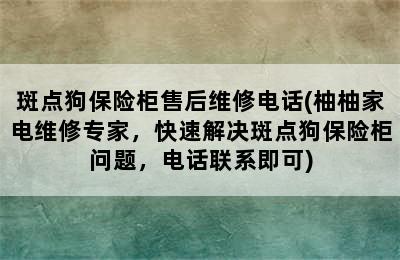 斑点狗保险柜售后维修电话(柚柚家电维修专家，快速解决斑点狗保险柜问题，电话联系即可)