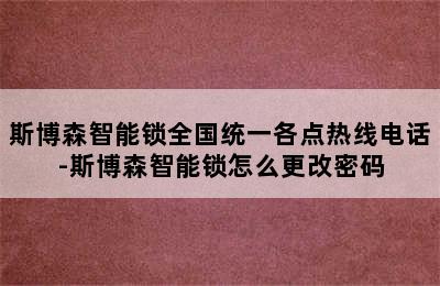 斯博森智能锁全国统一各点热线电话-斯博森智能锁怎么更改密码