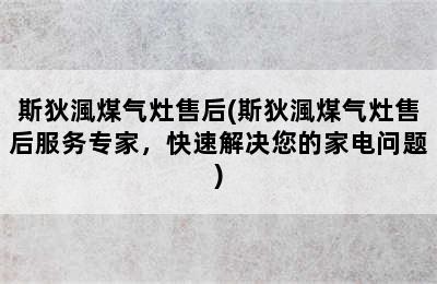 斯狄渢煤气灶售后(斯狄渢煤气灶售后服务专家，快速解决您的家电问题)