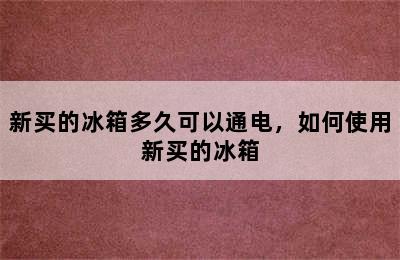 新买的冰箱多久可以通电，如何使用新买的冰箱