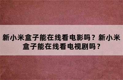 新小米盒子能在线看电影吗？新小米盒子能在线看电视剧吗？