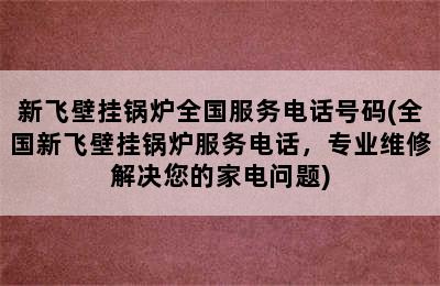 新飞壁挂锅炉全国服务电话号码(全国新飞壁挂锅炉服务电话，专业维修解决您的家电问题)