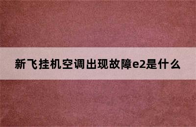 新飞挂机空调出现故障e2是什么