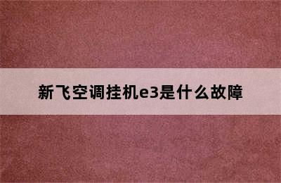 新飞空调挂机e3是什么故障