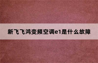 新飞飞鸿变频空调e1是什么故障