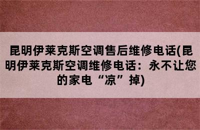 昆明伊莱克斯空调售后维修电话(昆明伊莱克斯空调维修电话：永不让您的家电“凉”掉)