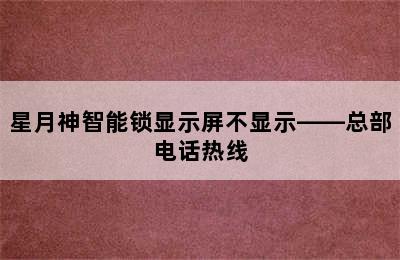 星月神智能锁显示屏不显示——总部电话热线