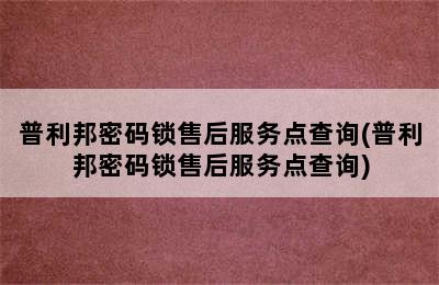 普利邦密码锁售后服务点查询(普利邦密码锁售后服务点查询)