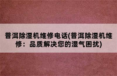 普洱除湿机维修电话(普洱除湿机维修：品质解决您的湿气困扰)