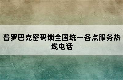 普罗巴克密码锁全国统一各点服务热线电话