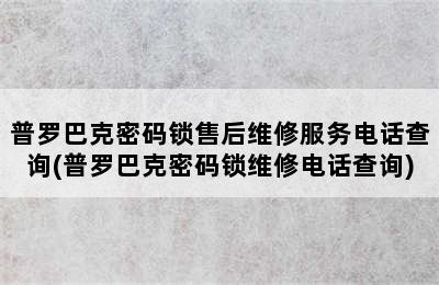 普罗巴克密码锁售后维修服务电话查询(普罗巴克密码锁维修电话查询)