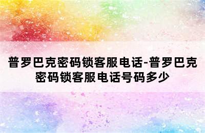 普罗巴克密码锁客服电话-普罗巴克密码锁客服电话号码多少