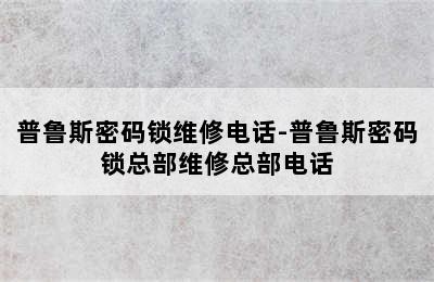 普鲁斯密码锁维修电话-普鲁斯密码锁总部维修总部电话