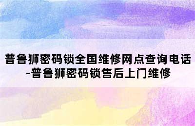 普鲁狮密码锁全国维修网点查询电话-普鲁狮密码锁售后上门维修