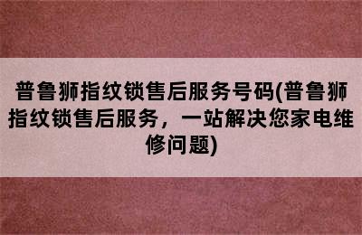 普鲁狮指纹锁售后服务号码(普鲁狮指纹锁售后服务，一站解决您家电维修问题)