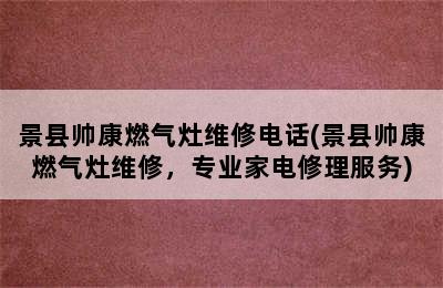 景县帅康燃气灶维修电话(景县帅康燃气灶维修，专业家电修理服务)