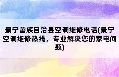 景宁畲族自治县空调维修电话(景宁空调维修热线，专业解决您的家电问题)