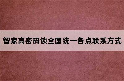 智家高密码锁全国统一各点联系方式