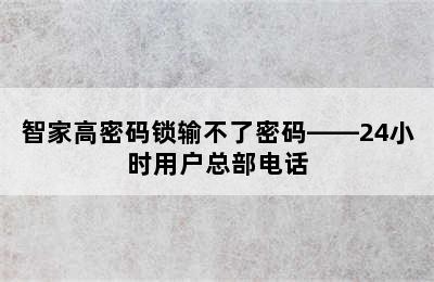 智家高密码锁输不了密码——24小时用户总部电话