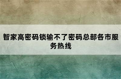 智家高密码锁输不了密码总部各市服务热线