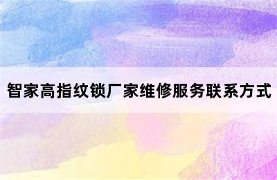 智家高指纹锁厂家维修服务联系方式