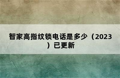 智家高指纹锁电话是多少（2023）已更新