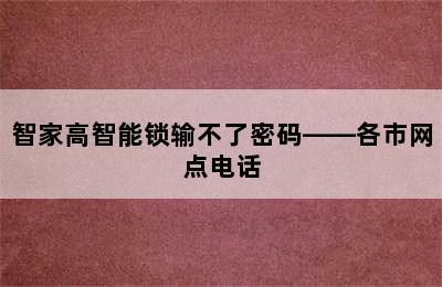 智家高智能锁输不了密码——各市网点电话