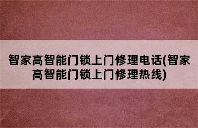 智家高智能门锁上门修理电话(智家高智能门锁上门修理热线)