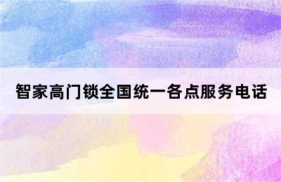 智家高门锁全国统一各点服务电话