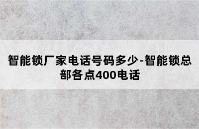 智能锁厂家电话号码多少-智能锁总部各点400电话