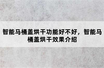 智能马桶盖烘干功能好不好，智能马桶盖烘干效果介绍