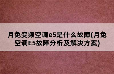 月兔变频空调e5是什么故障(月兔空调E5故障分析及解决方案)