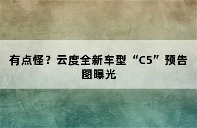 有点怪？云度全新车型“C5”预告图曝光