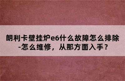 朗利卡壁挂炉e6什么故障怎么排除-怎么维修，从那方面入手？