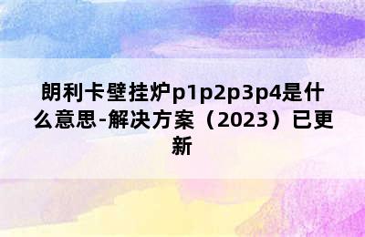 朗利卡壁挂炉p1p2p3p4是什么意思-解决方案（2023）已更新