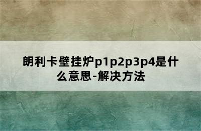 朗利卡壁挂炉p1p2p3p4是什么意思-解决方法