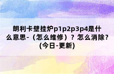 朗利卡壁挂炉p1p2p3p4是什么意思-（怎么维修）？怎么消除？(今日-更新)