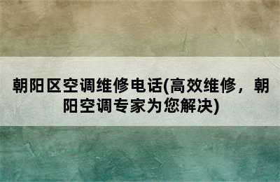 朝阳区空调维修电话(高效维修，朝阳空调专家为您解决)