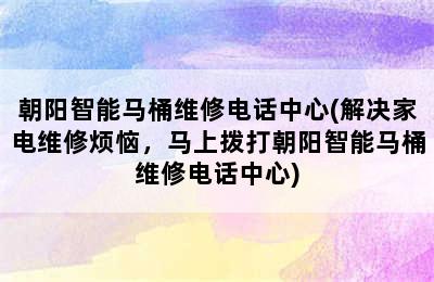 朝阳智能马桶维修电话中心(解决家电维修烦恼，马上拨打朝阳智能马桶维修电话中心)